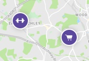 Map with Shop, Gym & Eat